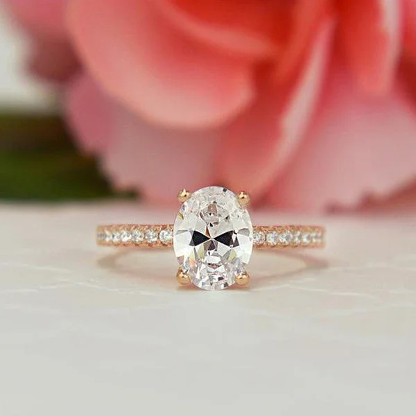 Luxury Jewelry Sale – Elegant Styles At Unbeatable Prices 1.25 ctw Oval Accented Ring - Rose GP