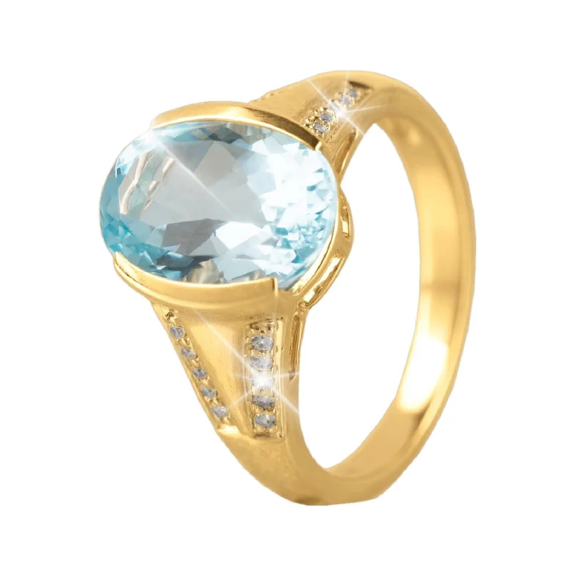 Exclusive Gemstone Jewelry At Special Prices 10K Gold Blue Topaz Ring