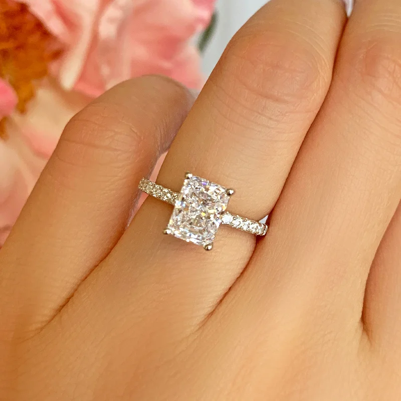 Get Your Favorite Jewelry At The Best Price 2 ctw Radiant Accented Solitaire Ring