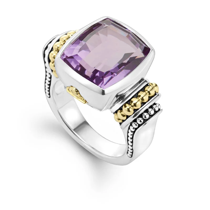 Handmade Pearl Jewelry For Timeless Elegance Caviar Color Small Amethyst Statement Ring