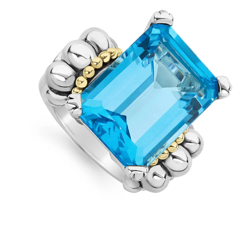 High-Quality Jewelry At A Fraction Of The Cost Glacier Extra Large Emerald-Cut Swiss Blue Topaz Ring