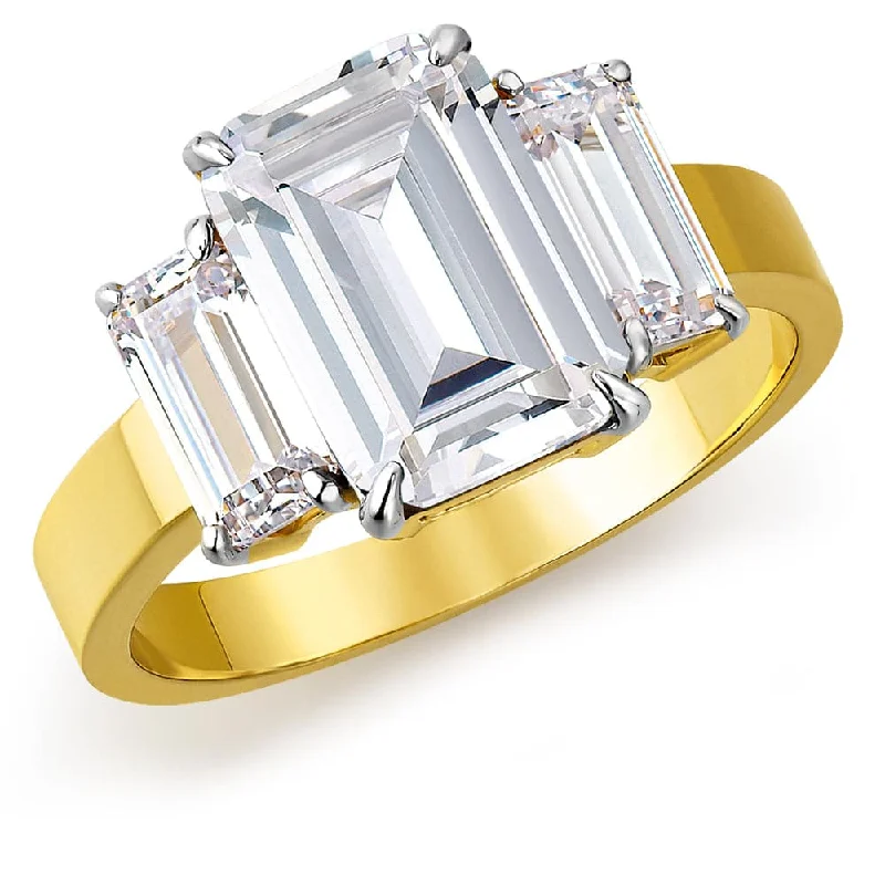 Limited-Stock Jewelry Sale – Shop Before It's Gone 7.75 ct. t.w. Impressive Emerald Cut Trilogy Ring