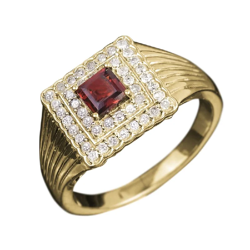 High-Quality Gemstone Jewelry For Special Occasions Maximo Diamond & Garnet Men's Ring