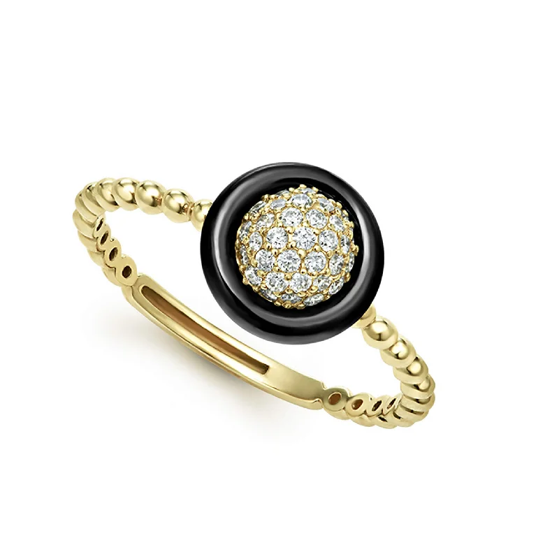 Breathtaking Jewelry, Breathtaking Prices Meridian 18K Gold and Black Ceramic Diamond Ring