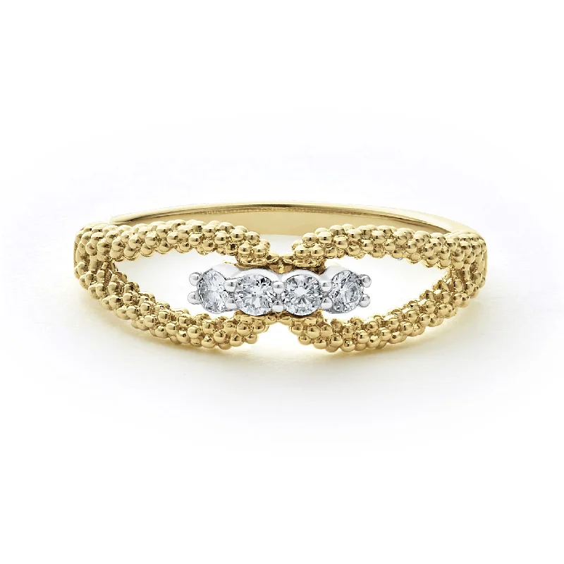 Once-A-Year Jewelry Sale – Grab Your Favorites Now Signature Caviar 18K Gold Superfine Diamond Center Ring