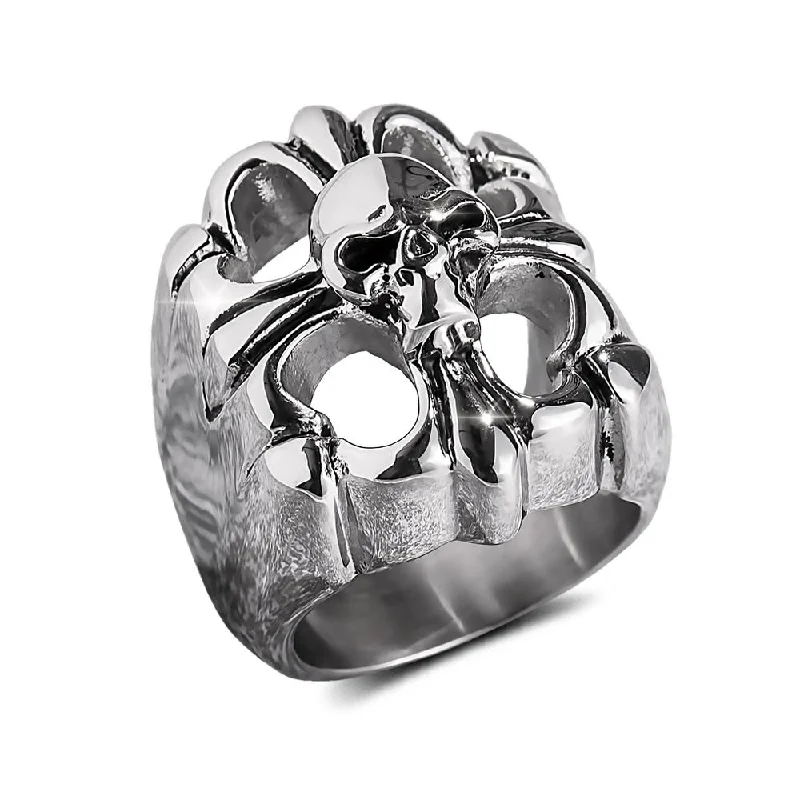 Luxury Handcrafted Jewelry For Elegant Looks Steel Skull Arena Ring