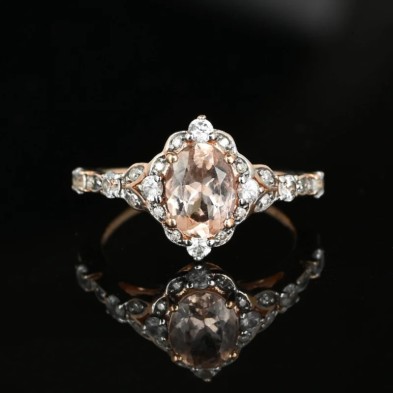 Affordable Luxury Jewelry For Every Occasion Vintage 10K Rose Gold Morganite Solitaire Halo Ring