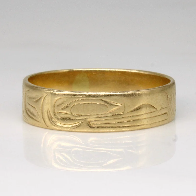 Seasonal Jewelry Sale – Upgrade Your Collection 14k Yellow Gold Indigenous Art Ring | SZ 9 |