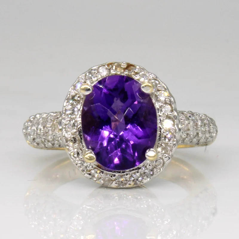 Handcrafted Jewelry Sale – Unique Designs At Low Prices Amethyst & Diamond Cocktail Ring | 2.55ct, 0.50ctw | SZ 6 |