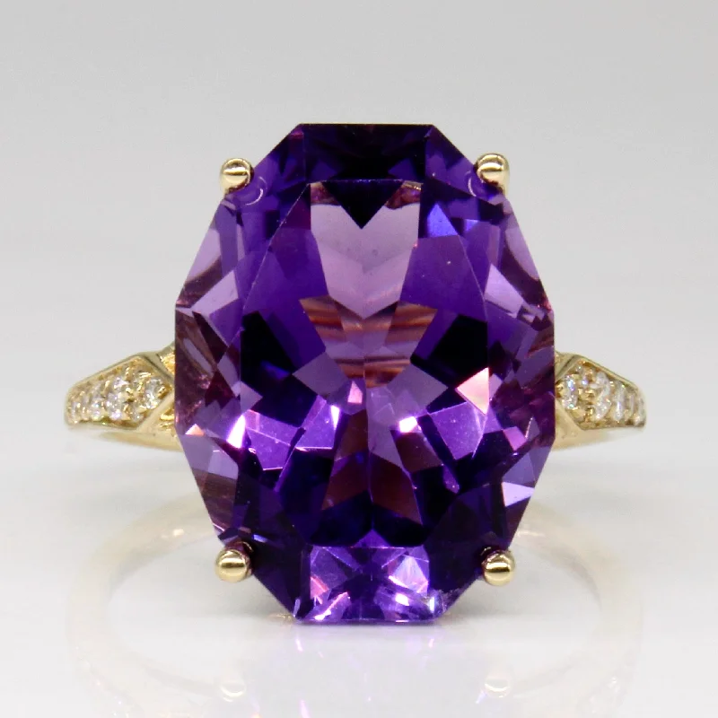 Affordable Luxury Jewelry For Every Occasion Amethyst & Diamond Cocktail Ring | 8.50ct, 0.10ctw | SZ 7.25 |