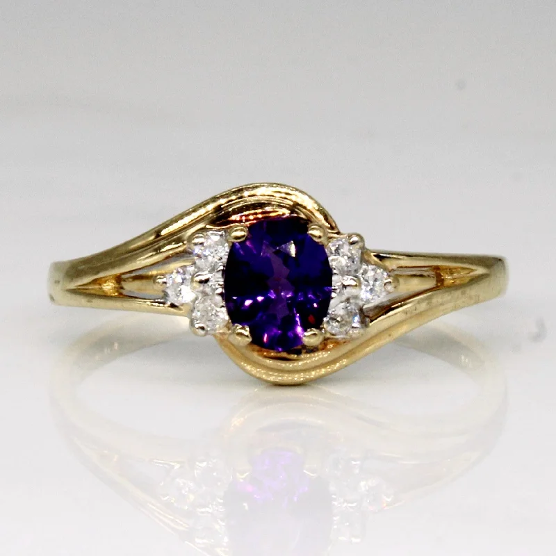 Timeless Beauty, Unbeatable Deals – Jewelry Sale On Amethyst & Diamond Ring | 0.30ct, 0.06ctw | SZ 6.5 |