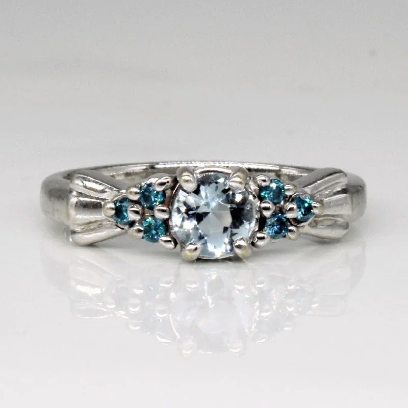 Elegant Jewelry, Affordable Luxury – Shop Now Aquamarine & Blue Diamond Ring | 0.30ct, 0.06ctw | SZ 5 |