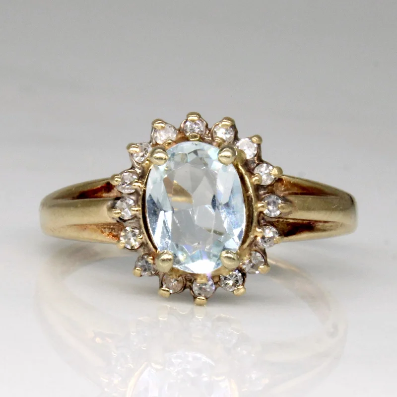 Limited-Time Jewelry Sale – Elegant Styles At Less Aquamarine & Diamond Cocktail Ring | 0.85ct, 0.16ctw | SZ 7.5 |