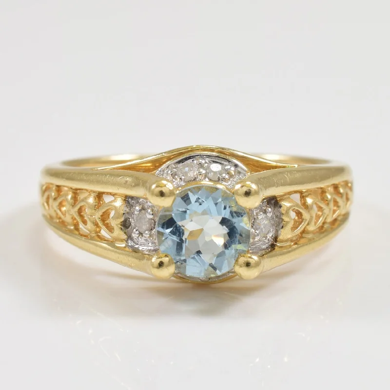 Shop Handcrafted Jewelry At Special Promotional Rates Aquamarine & Diamond Ring | 0.60ct, 0.06ctw | SZ 7 |