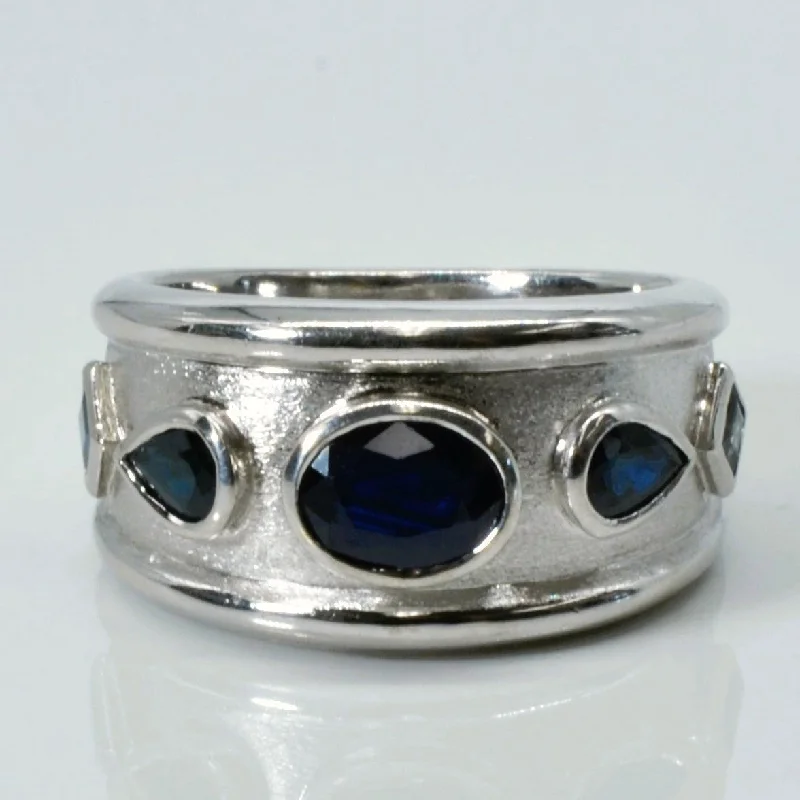 Buy More, Save More On Stunning Jewelry Pieces Bezel Set Sapphire Wide Ring | 1.80ctw | SZ 12 |