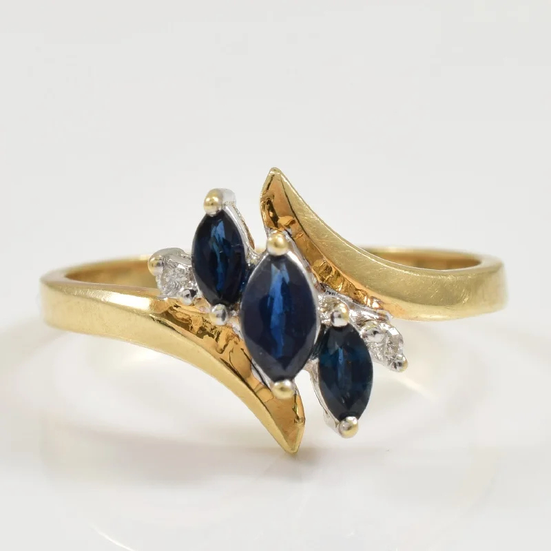 Must-Have Jewelry At Unbelievable Discounts Blue Sapphire & Diamond Bypass Ring | 0.28ctw, 0.02ctw | SZ 6.75 |