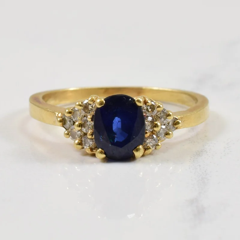 Exclusive Jewelry Sale – Shine For Less Blue Sapphire & Diamond Cluster Ring | 0.24ctw, 1.00ct | SZ 7 |