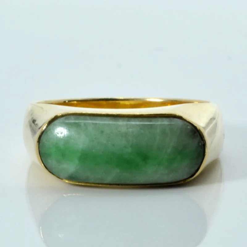 Premium Jewelry Now Available At Special Discounts Cabochon Jadeite Solid Gold Ring | 3.20ct | SZ 7.5 |