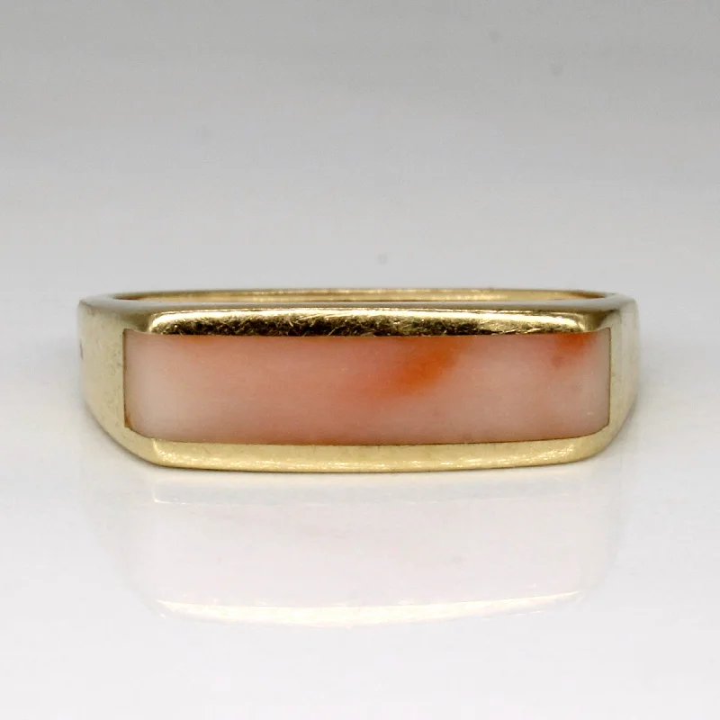 Grab Stylish Jewelry Before The Sale Ends Coral Rectangular Signet Style Ring | 1.40ct | SZ 6.5 |