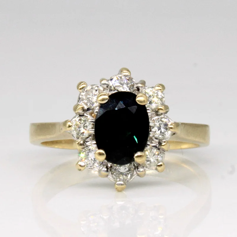 Trendy And Classic Jewelry Now At Reduced Prices Dark Green Sapphire & Diamond Ring | 0.90ct, 0.24ctw | SZ 5 |