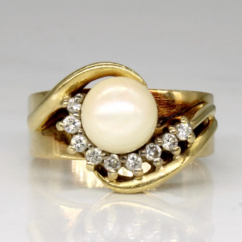 Unmissable Jewelry Sale – Shop Before It's Too Late Diamond & Pearl Cocktail Ring | 0.14ctw | SZ 5.75 |