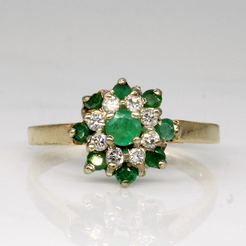 Chic And Stylish Jewelry At Exclusive Prices Emerald & Diamond Cluster Ring | 0.28ctw, 0.12ctw | SZ 6.75 |