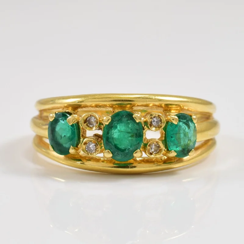 Romantic Heart-Shaped Jewelry For Special Gifts Emerald & Diamond Ring | 0.85ctw, 0.04ctw | SZ 9.25 |