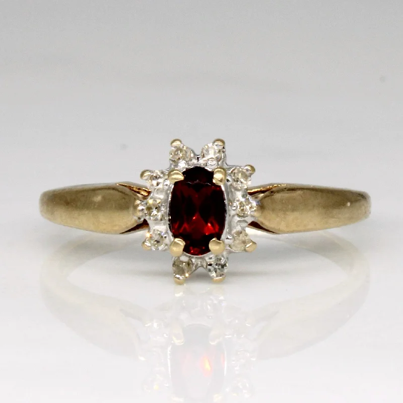 High-End Sparkle, Low-End Prices – Shop Now Garnet & Diamond Cluster Set Ring | 0.27ct, 0.07ctw | SZ 6.75 |