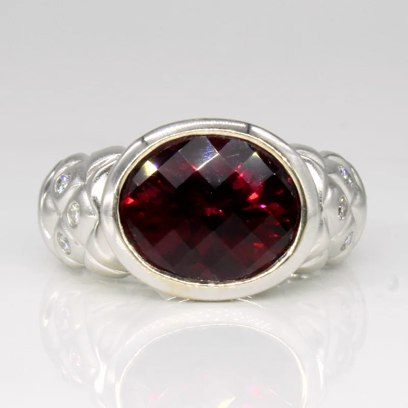 Timeless Elegance At Unbelievable Discounts Garnet & Diamond Cocktail Ring | 6.45ct, 0.12ctw | SZ 7 |