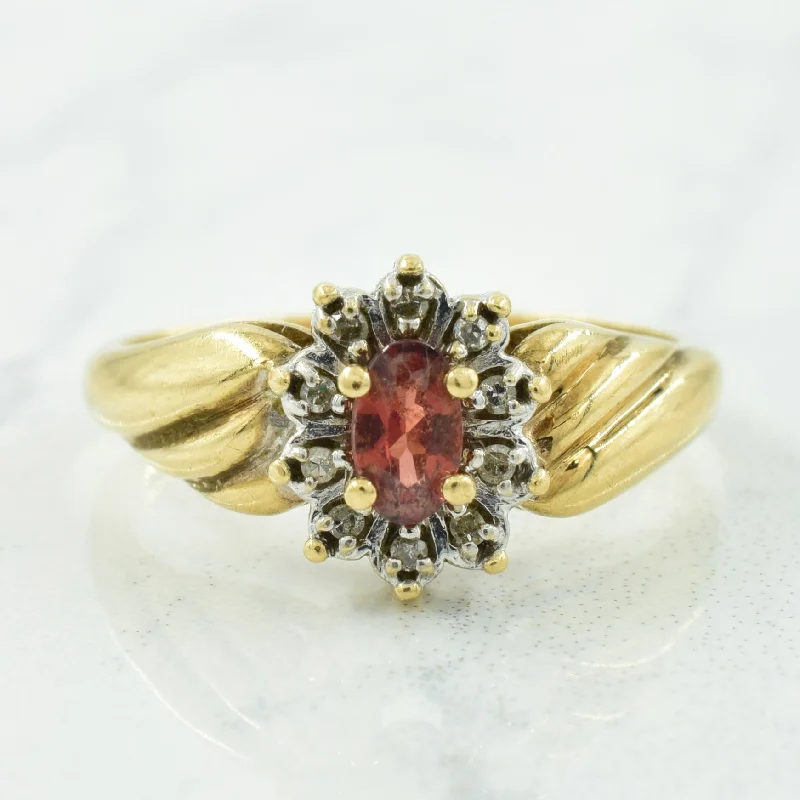 Best Jewelry Sale Prices – Limited-Time Offer Garnet & Diamond Halo Ring | 0.35ct, 0.05ctw | SZ 6 |