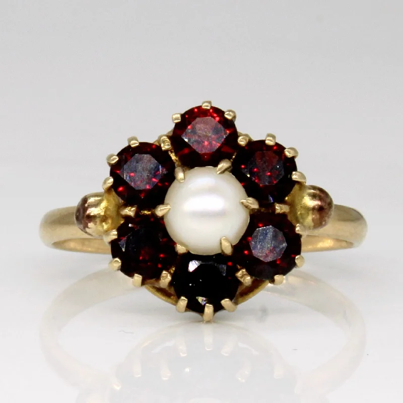 Best-Selling Jewelry Styles Now At Exclusive Discounts Garnet & Pearl Cocktail Ring | 1.00ctw | SZ 7 |