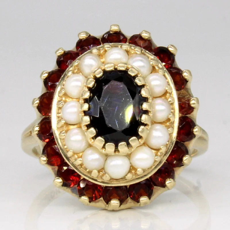 Best Jewelry Sale – Shop Exclusive Designs Now Garnet & Pearl Cocktail Ring | 1.72ctw | SZ 7.75 |