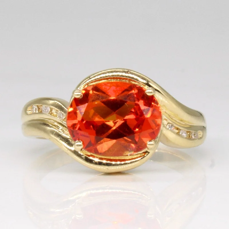 Shop Fine Jewelry With Amazing Deals 'Michael Hill' Synthetic Orange Sapphire & Diamond Cocktail Ring | 3.00ct, 0.03ctw | SZ 7 |