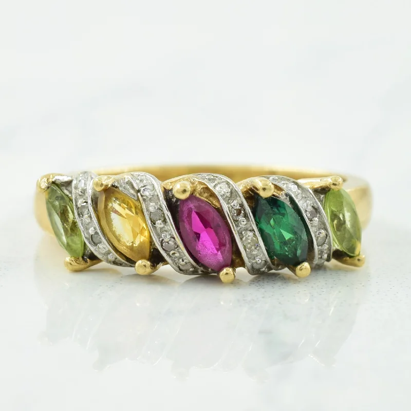 Stunning Statement Jewelry, Unbeatable Discounts Multi Gem & Diamond Ring | 0.50ctw, 0.03ctw | SZ 8 |