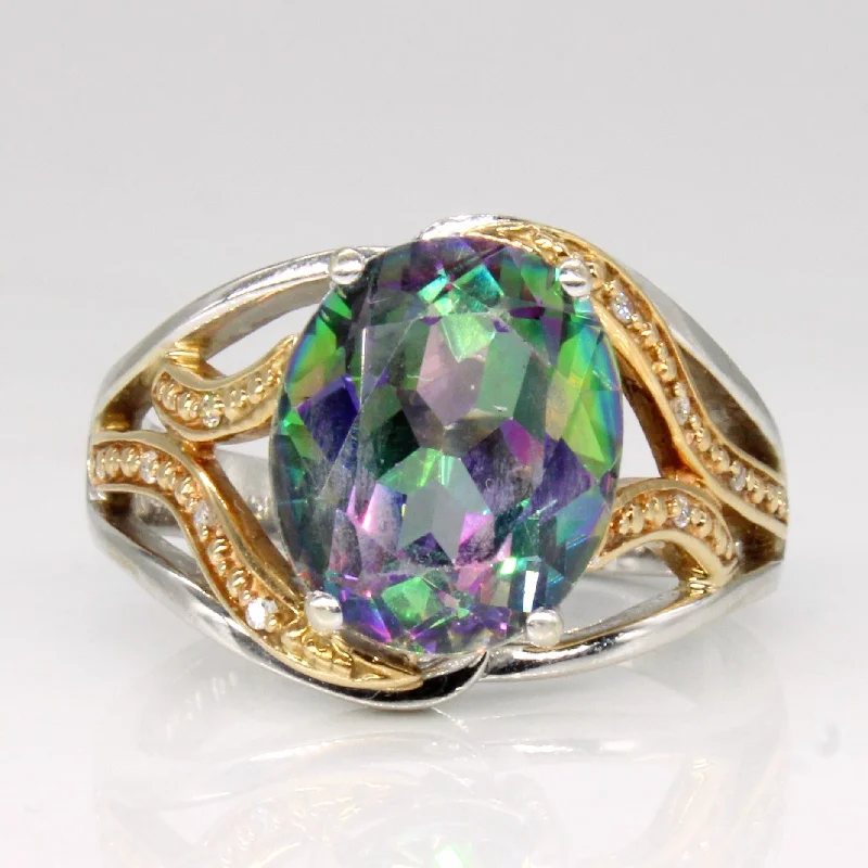 Shop Stylish Jewelry Now And Save Big Mystic Topaz & Diamond Cocktail Ring | 3.65ct, 0.03ctw | SZ 6.5 |