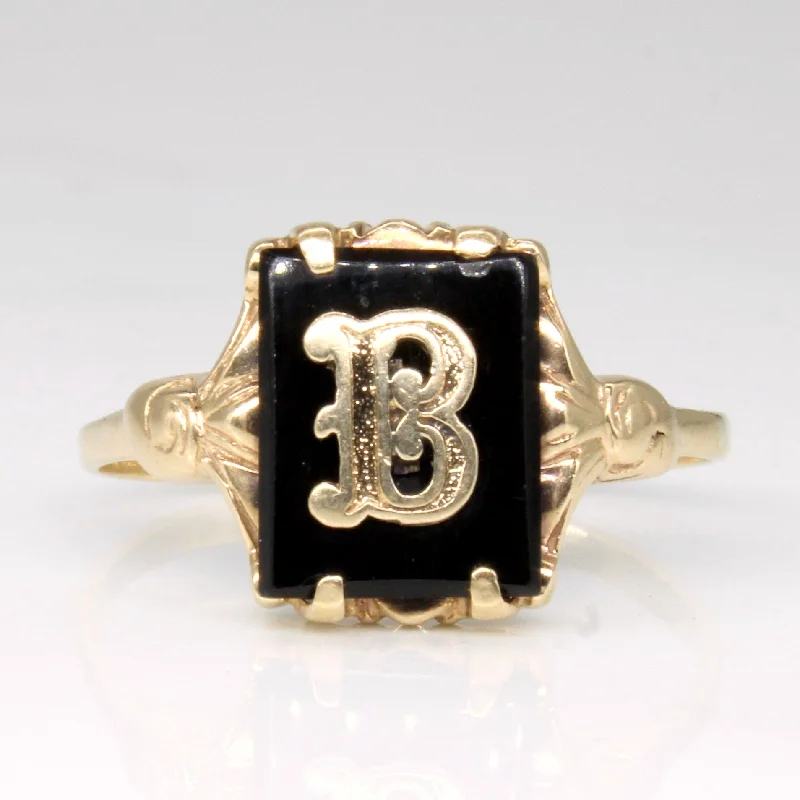 Premium Diamond Jewelry For Unforgettable Moments Onyx 'B' Initial Ring | 1.50ct | SZ 8.5 |