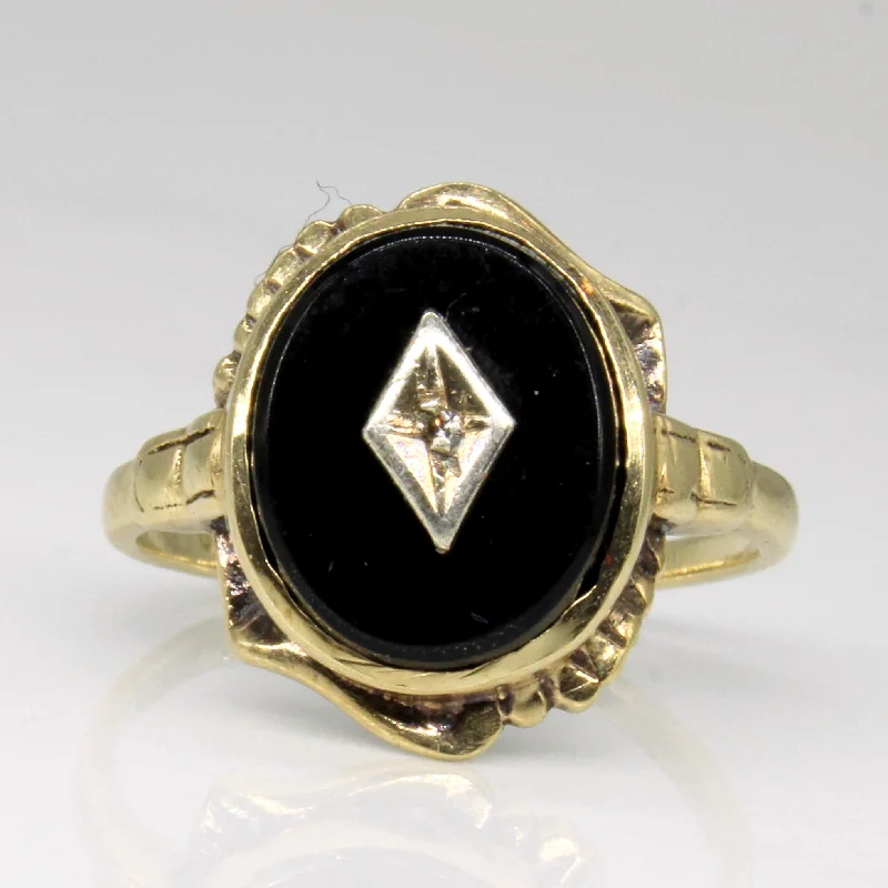 Stunning Jewelry At A Fraction Of The Price Onyx & Diamond Cocktail Ring | 1.70ct, 0.01ct | SZ 6.75 |