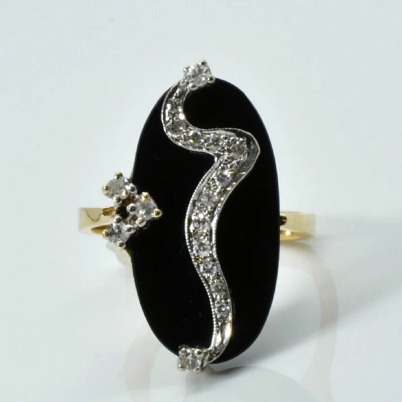 Bold And Beautiful Jewelry Now At Irresistible Prices Onyx & Diamond Cocktail Ring | 7.75ct | 0.24ctw | SZ 8.5 |