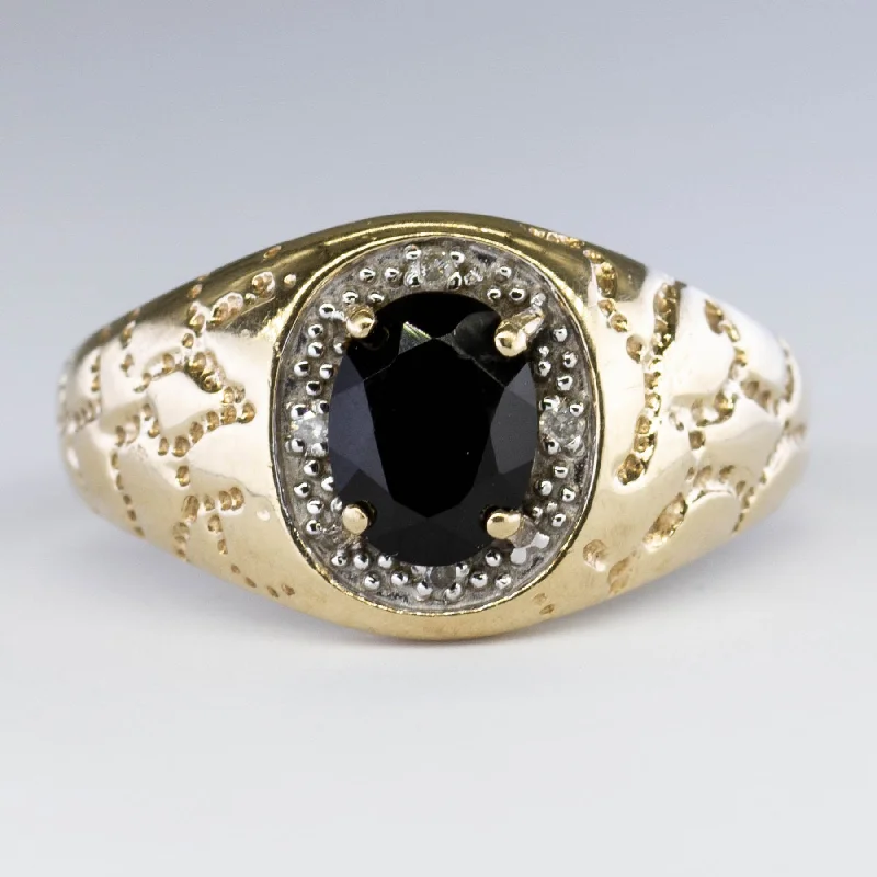 Trending Jewelry Now At Unbeatable Prices Onyx & Diamond Halo Style Ring | 0.90ct | 0.02ctw | SZ 10 |