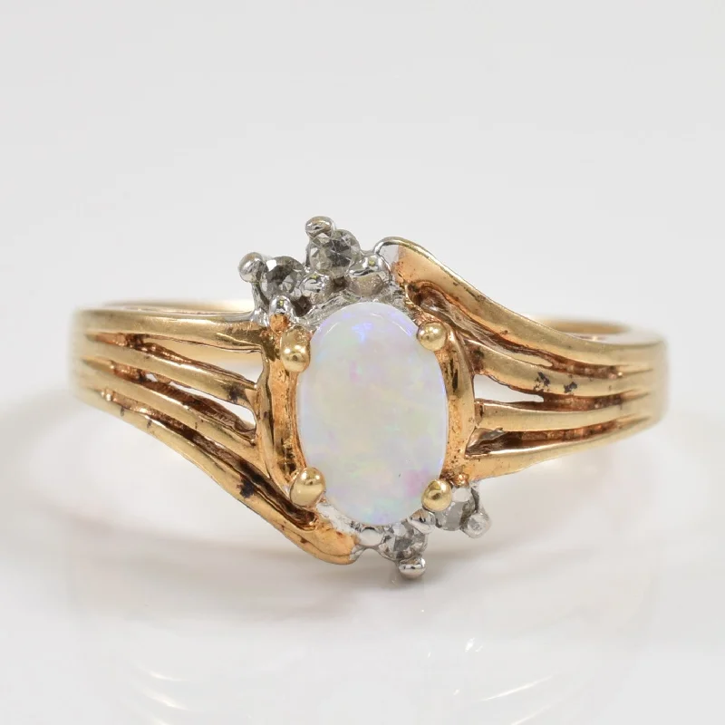 Sparkle More For Less – Jewelry Sale Happening Now Opal & Diamond Bypass Ring | 0.35ct, 0.04ctw | SZ 4.75 |