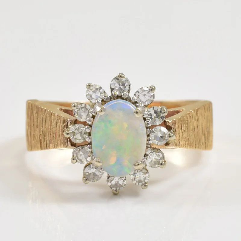 Special Sale On Handcrafted Jewelry – Shop Today Opal & Diamond Halo Ring | 0.40ct, 0.24ctw | SZ 5.5 |