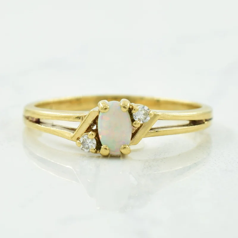 Big Savings On Your Favorite Jewelry Pieces Opal & Diamond Ring | 0.12ct, 0.04ctw | SZ 7 |