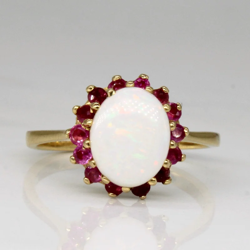 Premium Jewelry At Promotional Prices – Shine Today Opal & Ruby Cocktail Ring | 1.30ct, 0.42ctw | SZ 8.5 |