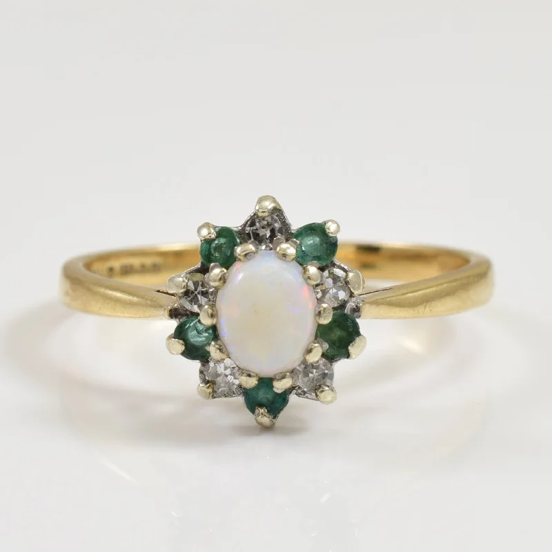 Dazzle With Discounts – Shop Jewelry On Sale Opal, Emerald & Diamond Ring | 0.42ctw, 0.06ctw | SZ 7 |