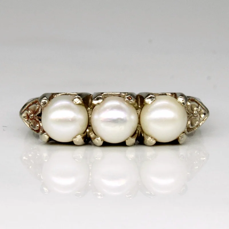 Exclusive Savings On Timeless Jewelry Pieces Pearl Three Stone Ring | SZ 5.5 |