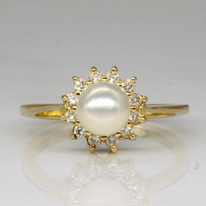 Exclusive Jewelry Offers – Sparkle For Less Pearl & Diamond Ring | 0.12ctw | SZ 7.25 |