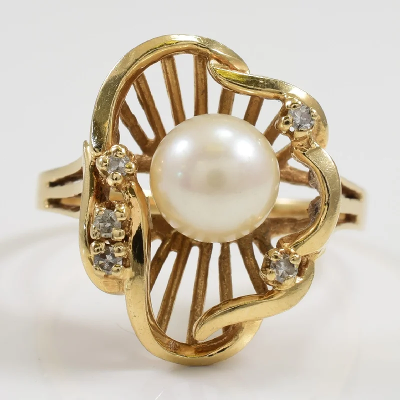 Chic, Trendy, And Affordable Jewelry Sale Pearl & Diamond Ring | 2.60ct, 0.05ctw | SZ 8.25 |