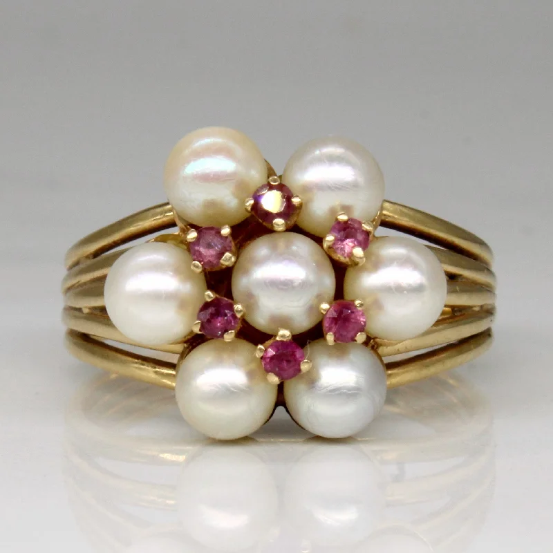 Get The Best Deals On Timeless Jewelry Pieces Pearl & Pink Sapphire Cocktail Ring | 0.15ctw | SZ 10 |