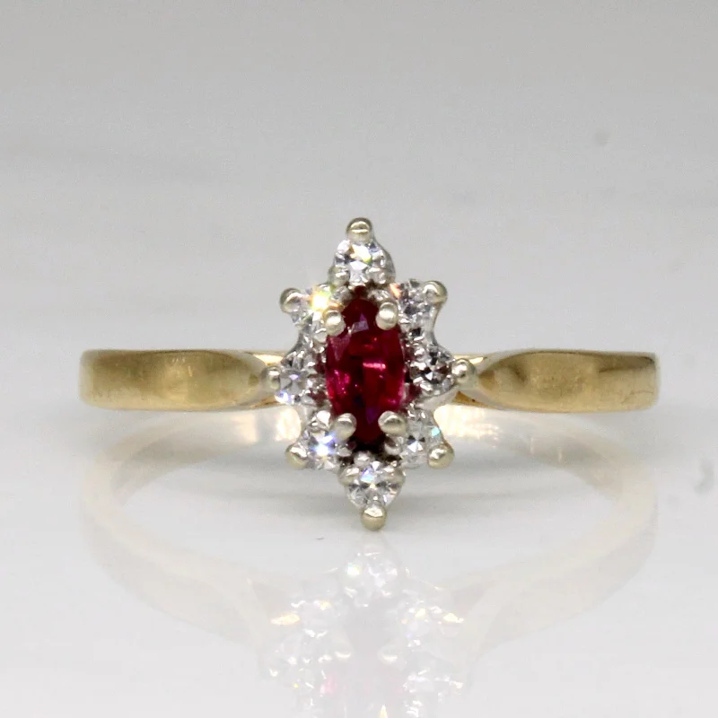 Handcrafted Beauty At Affordable Prices Ruby & Diamond Cluster Set Ring | 0.10ct, 0.08ctw | SZ 4.75 |