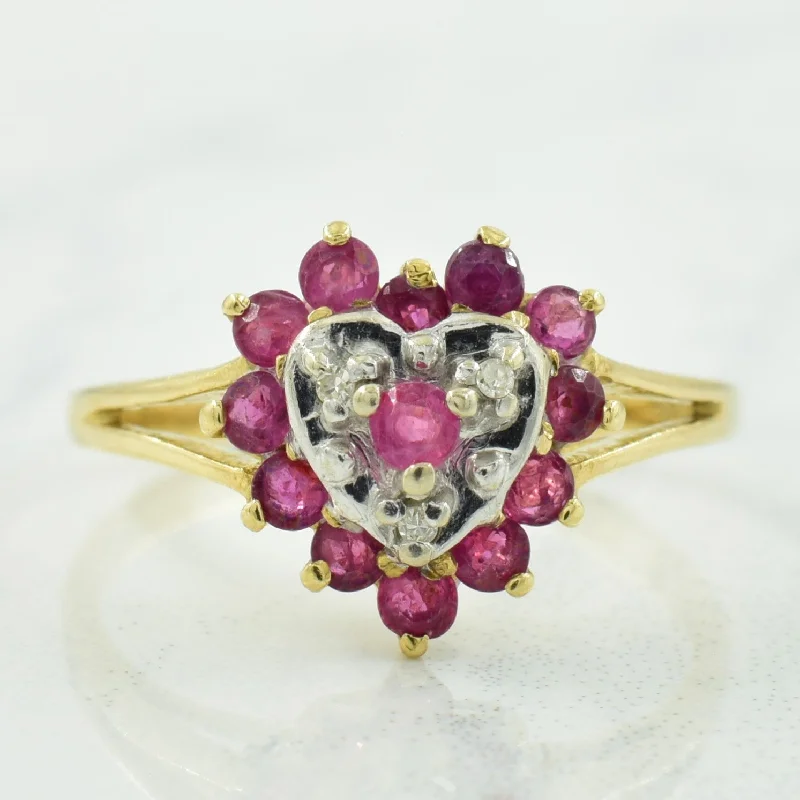 Timeless Jewelry, Timeless Savings – Don't Wait Ruby & Diamond Heart Ring | 0.60ctw, 0.02ctw | SZ 6 |